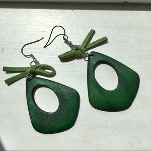 Green Wooden Earrings